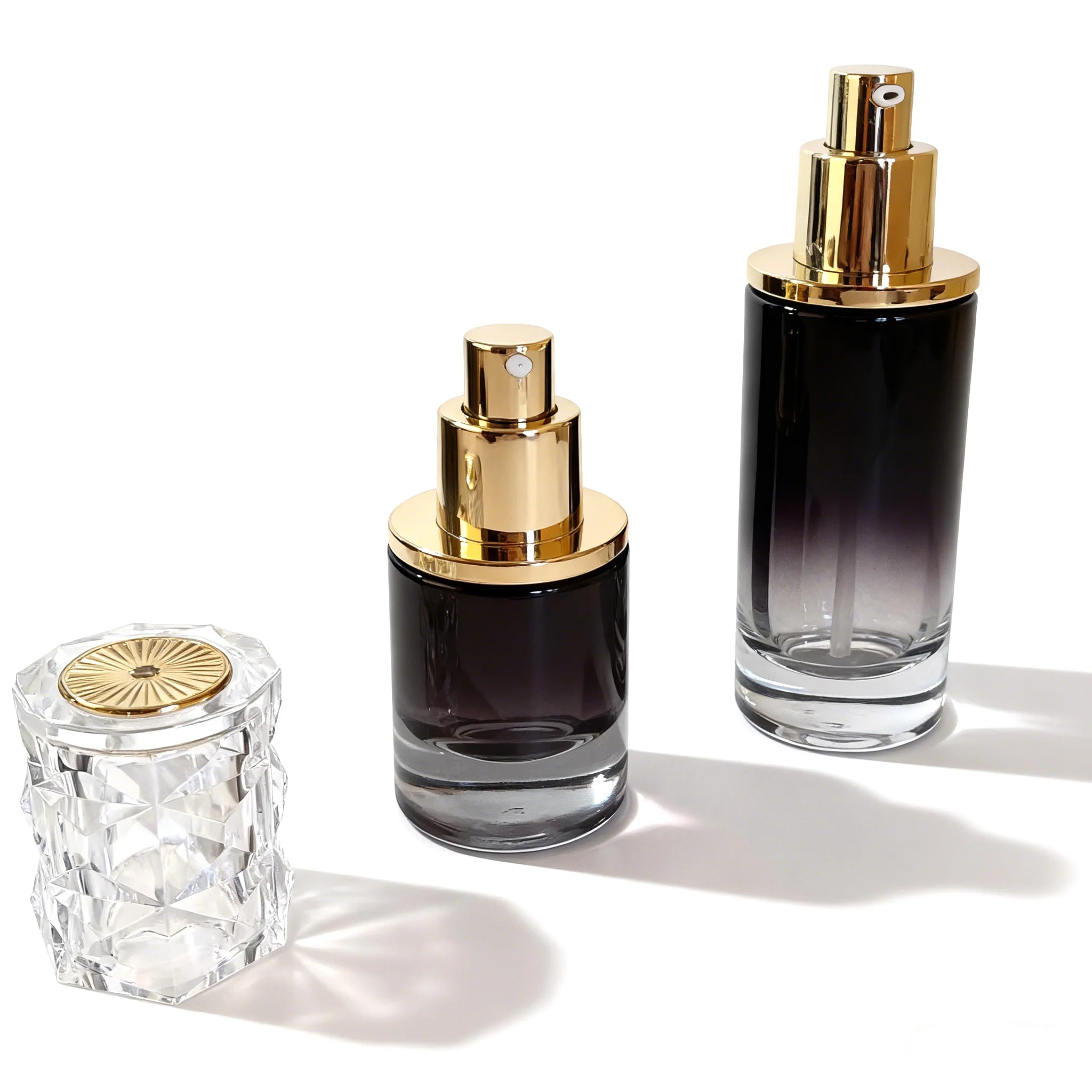 In Stock Luxury Custom Cosmetic Black Glass Bottles 20ml 30ml 50ml 100ml 120ml Empty Face Cream Jar Skincare Set - 图片 3