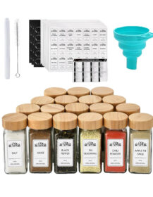 24 Pcs 4oz 120ml Salt and Pepper Shaker Bottle Glass Seasoning Jars with Bamboo Lids and Silicon Funnel