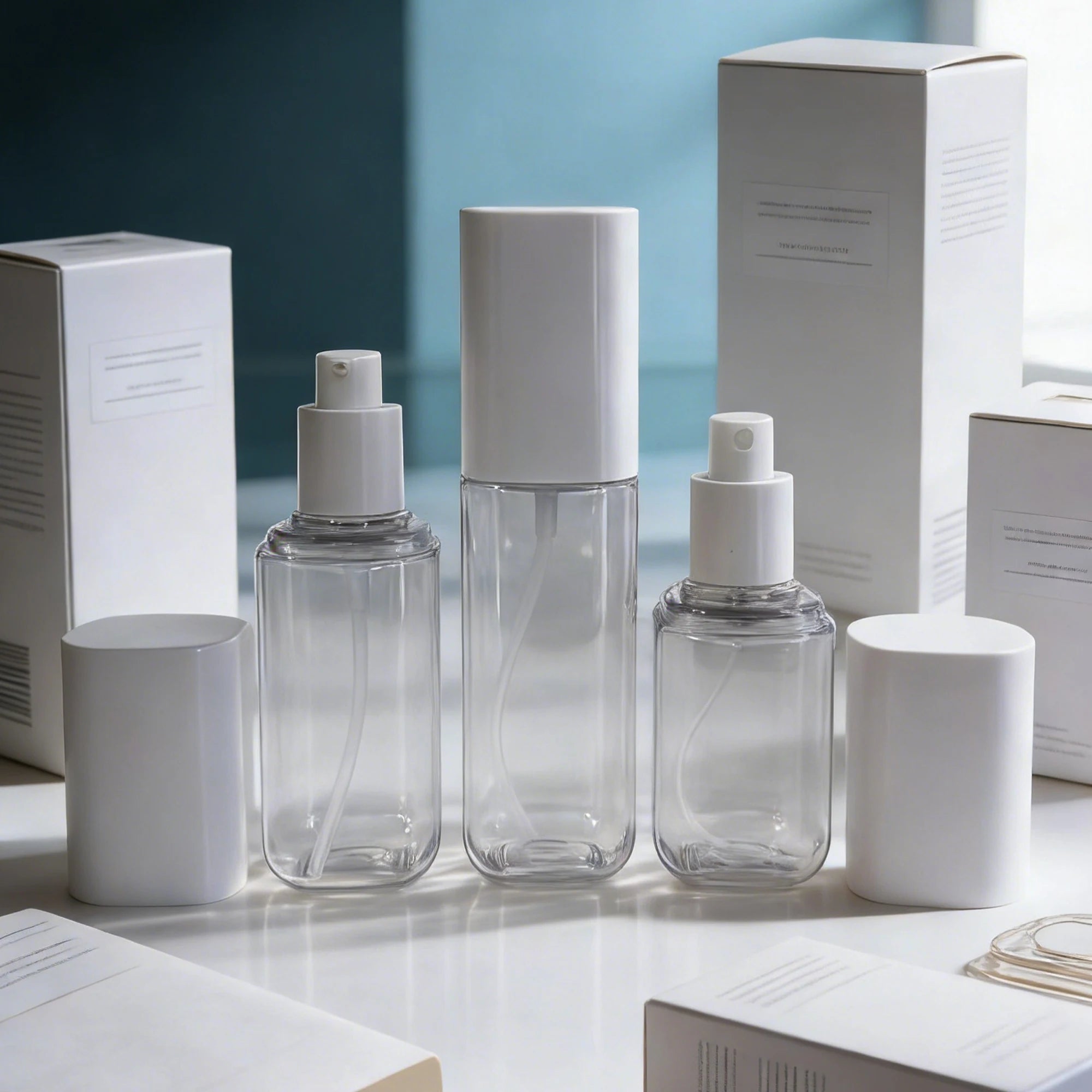 Refillable Skincare & Wigs Shampoo Packaging Set for Plastic Bottles White Pumps Sprays 100ml 120ml Toner Lotion Cream 888J - 图片 5