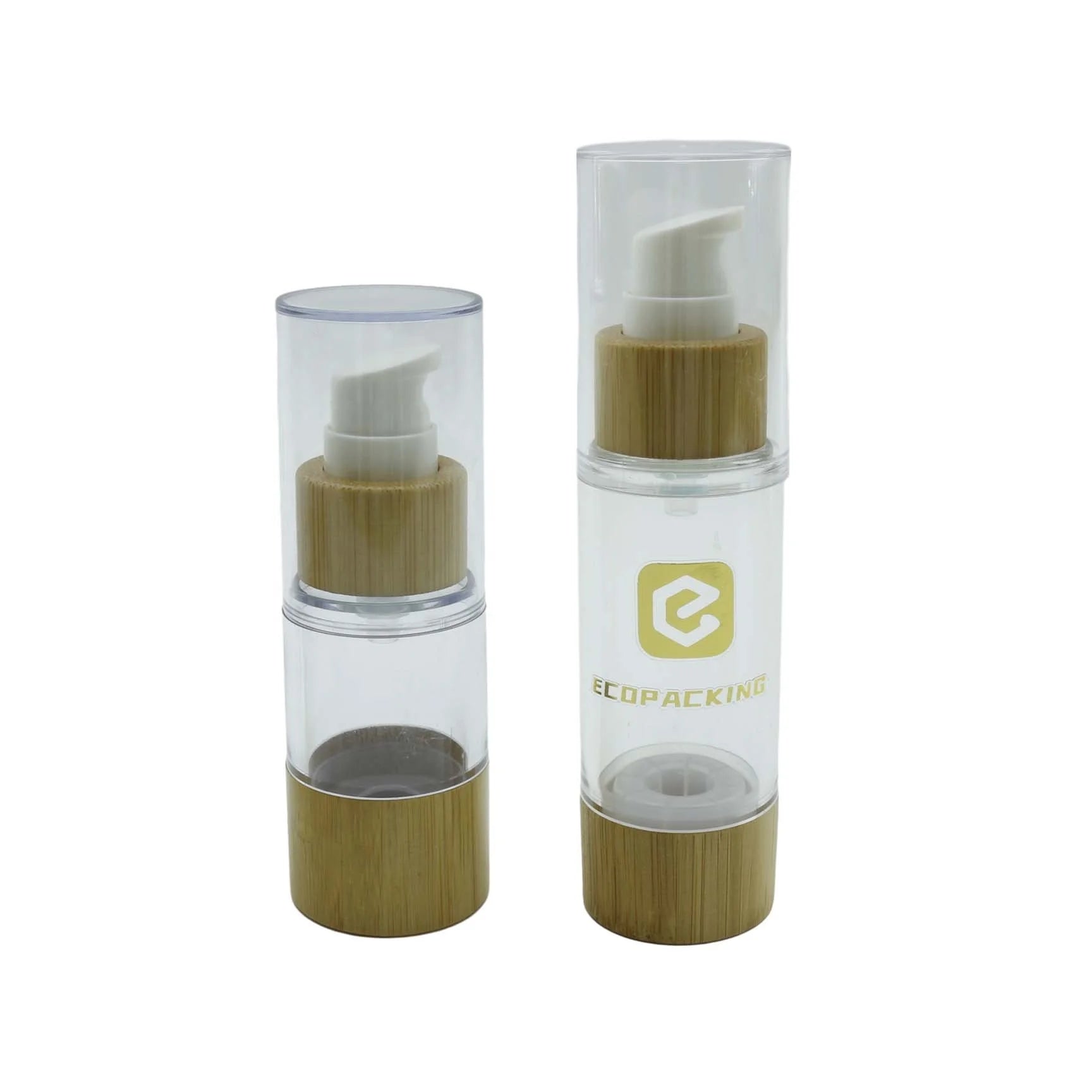 Wholesale Bamboo Cosmetic Packaging 15ml Refillable Plastic Bamboo Airless Lotion Pump Bottle - 图片 5