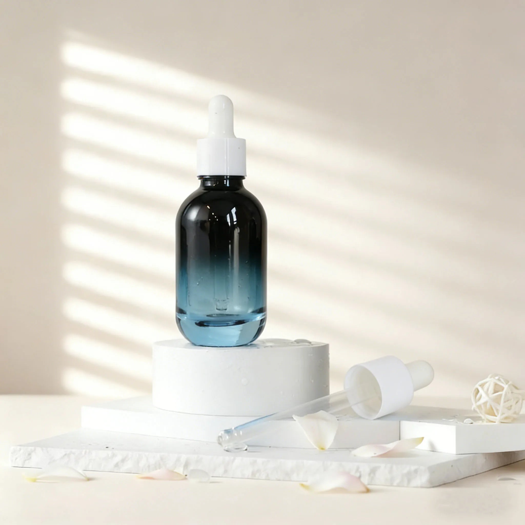 Luxury Blue Black Gradient Glass Dropper Bottles 10ml 30ml 50ml Empty Cosmetic Containers for Skincare Serum - 图片 4
