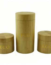 Custom Engraved Bamboo Cosmetic Jars 30g/50g with Wooden Lids & PP Collar for Face Cream Face Mask & Skin Care-Custom Print