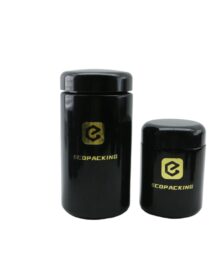 Stock 250g UV Black Dark Violet Stash Jar 30ml 250ml 500ml UV Smell Proof Air Tight Black Storage Glass Jar