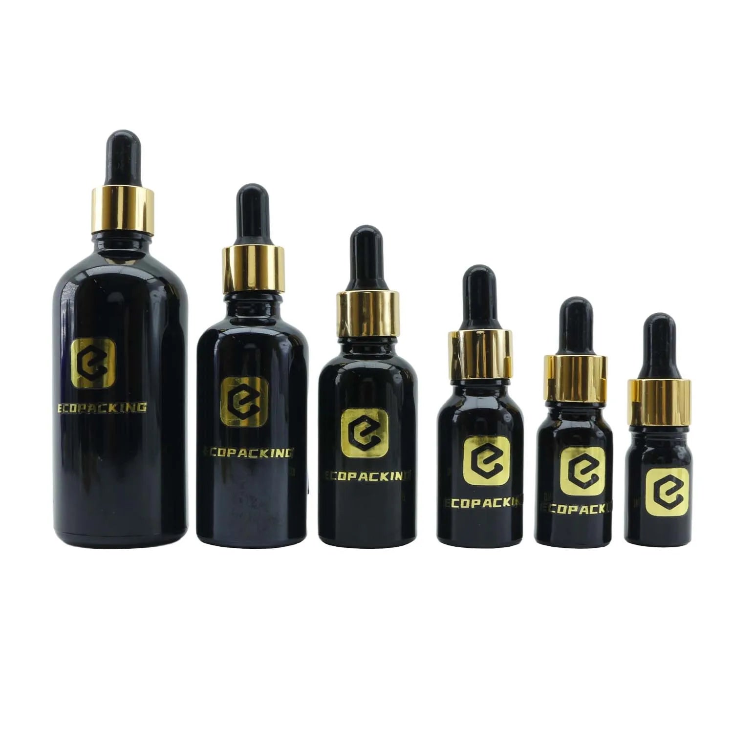 Luxury Essential Oil Bottle Packaging 5ml 10ml 15ml 20ml 30ml 50ml 100ml Black Glass Oil Dropper Bottle