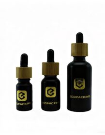 5ml 10ml 15ml 20ml 30ml 50ml 100ml Matte Black Essential Oil Serum Glass Dropper Bottle with Bamboo Aluminum Cap