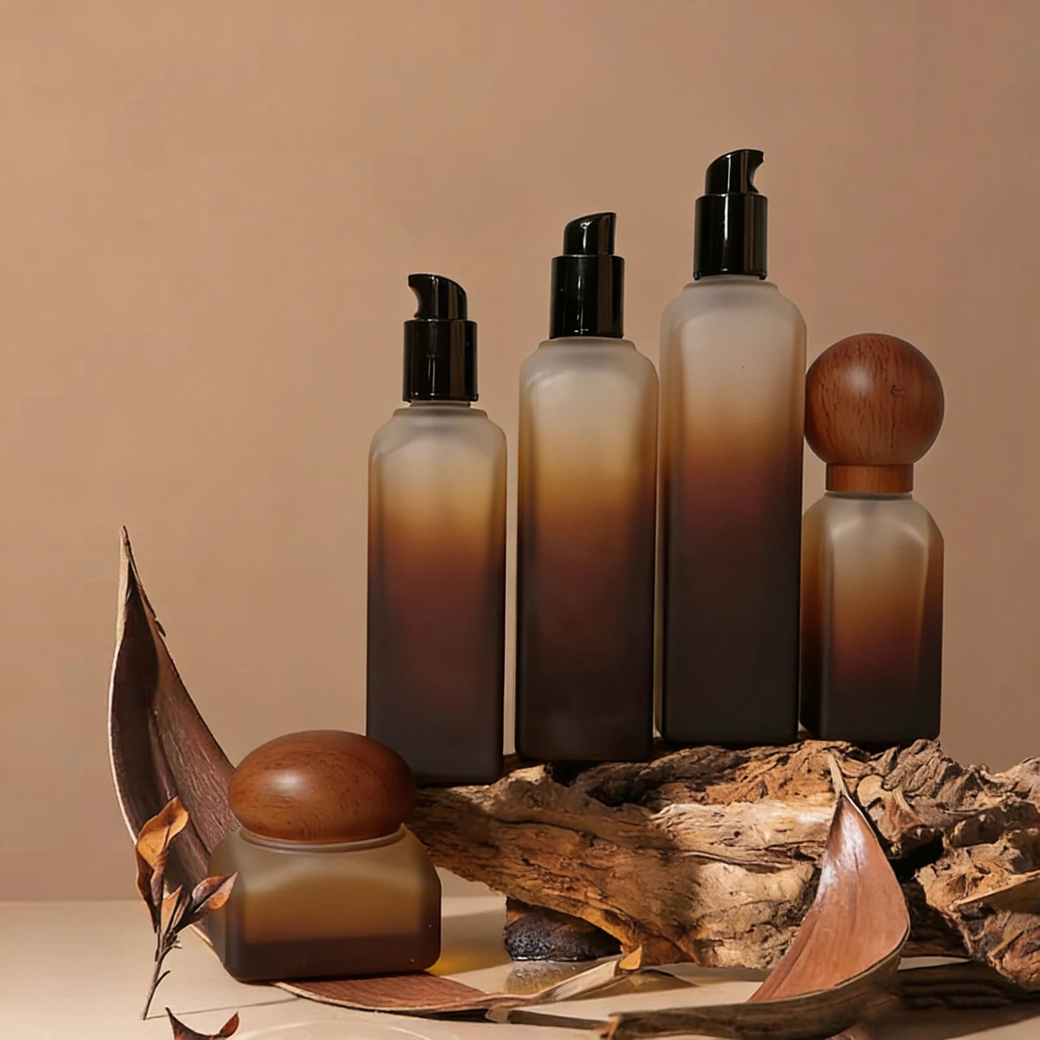 LZF Lotion Pump Glass Cosmetic Eye Cream Skincare Travel Set with Silk Screen & Hot Stamping Custom Printing - 图片 3