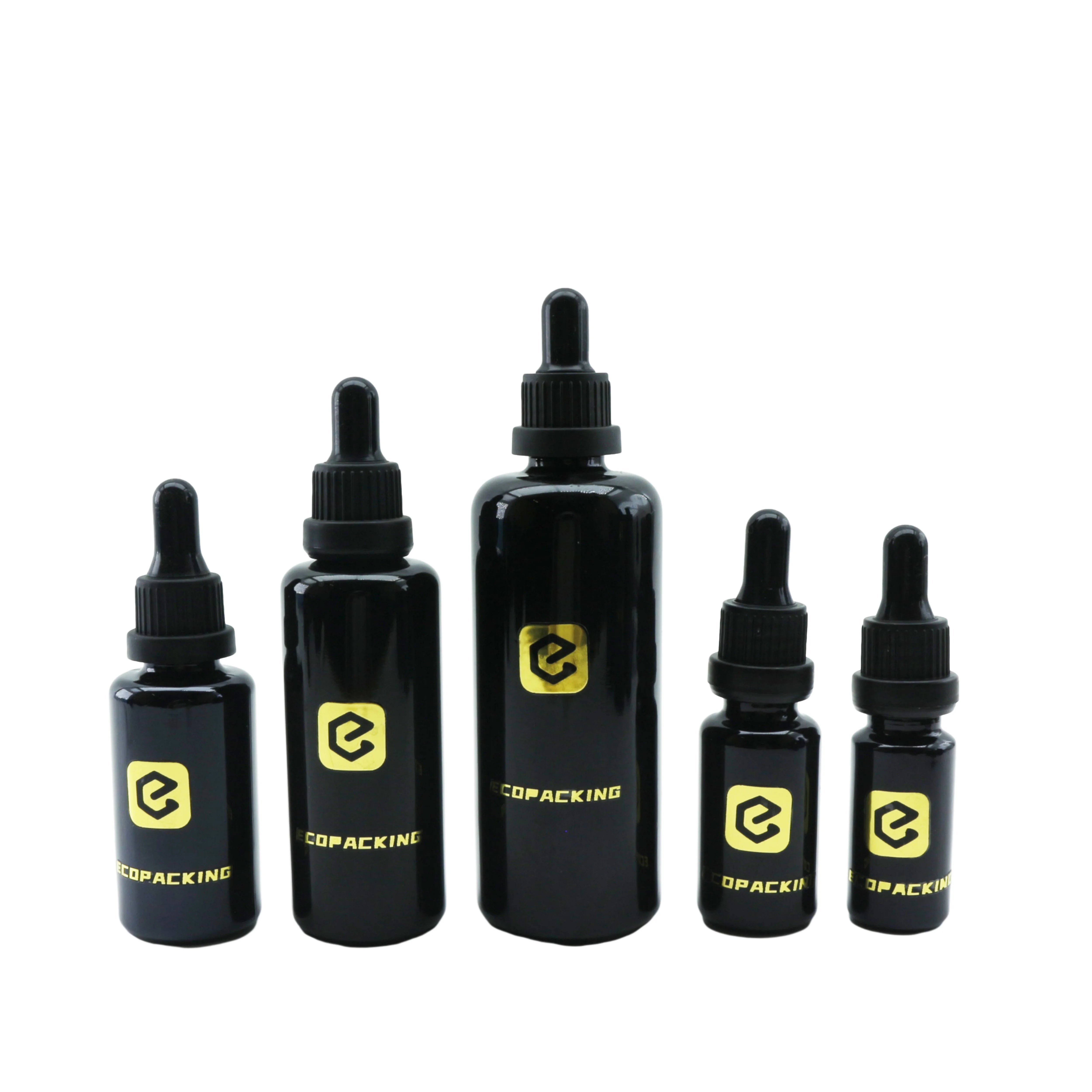 5ml 10ml 15ml 30ml 50ml 100ml 200ml Lotion Pump Cosmetic Glass Bottle Dark Violet Uv Black with Pump Dropper Spray for Oil - 图片 3
