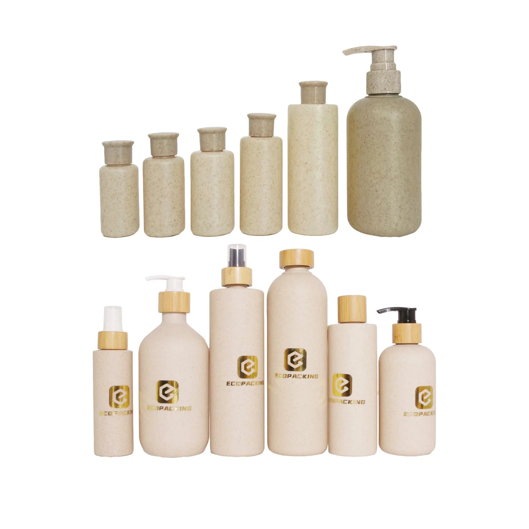 30ml 40ml 50ml 60ml 100ml 120ml 250ml 300ml 500ml Biodegradable Wheat Straw Pump Spray Bottle for Shampoo Lotion Hair Serum B888