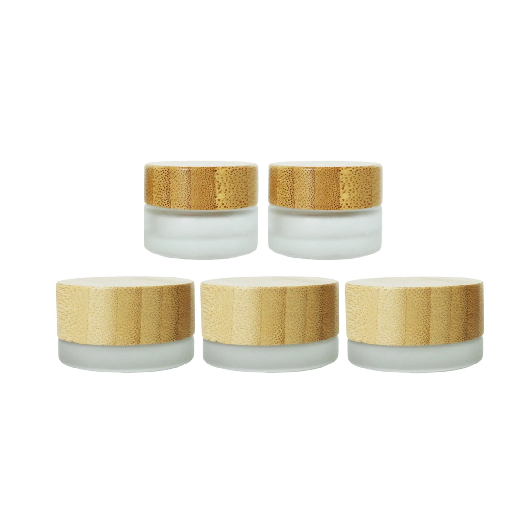 Cosmetic Frosted Glass Jars 5g-100g Bamboo Wooden Lid for Skin Care Eye Cream Body Butter Face Masks Personalized Engraved Logo - 图片 6
