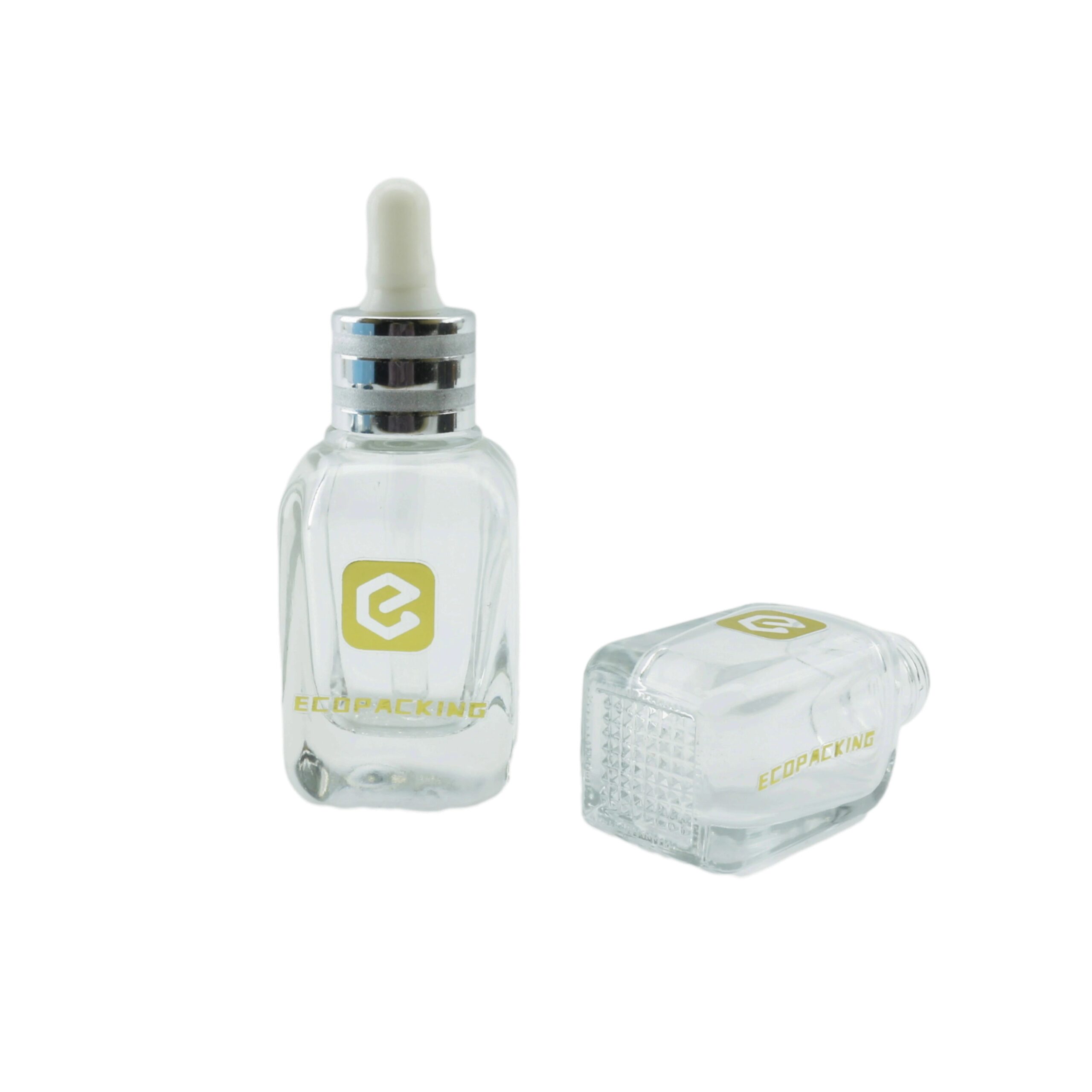 Hot Sale 30ml square clear Glass Bottles Dropper Bottle for Face Serum Essential Oil Bottle - 图片 7