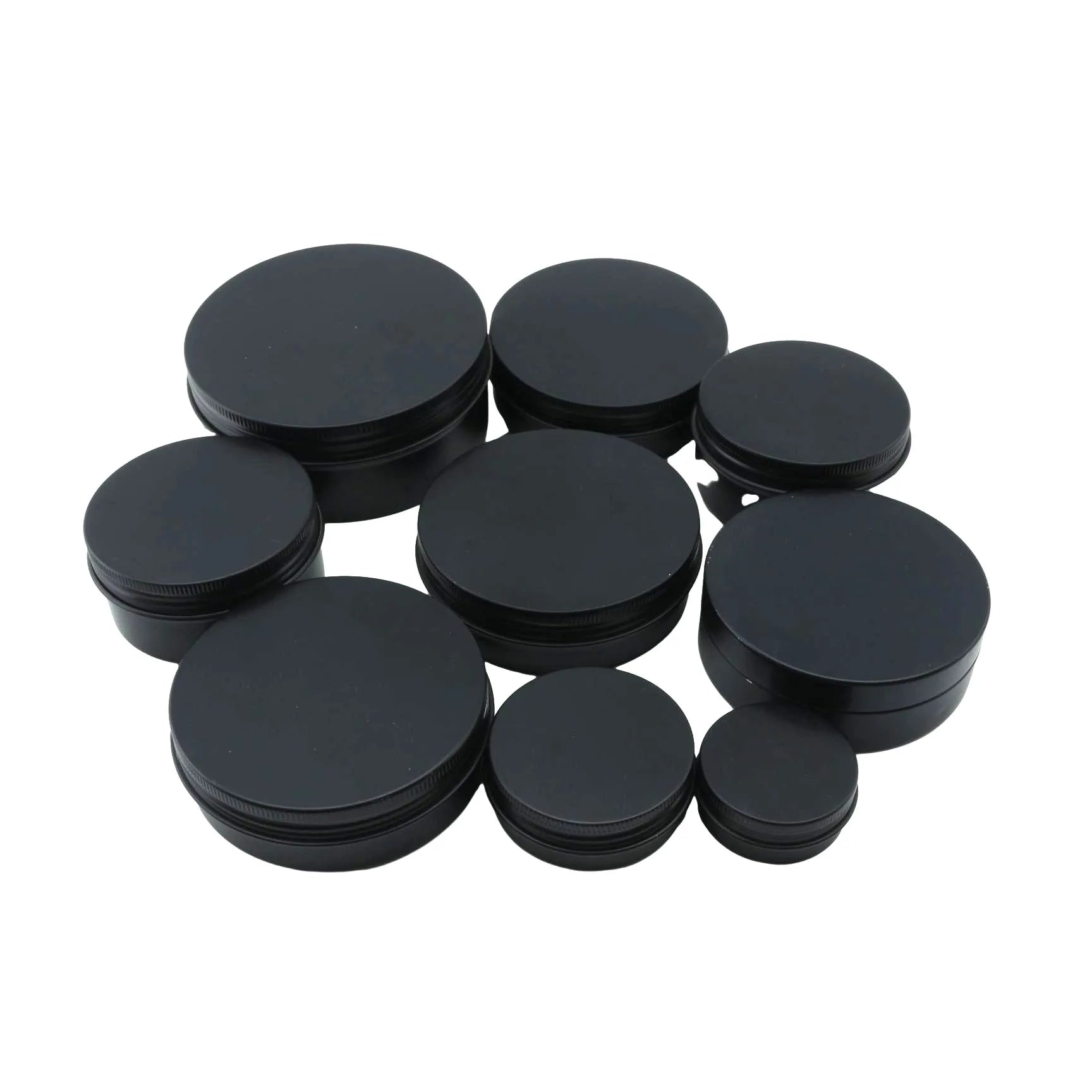 Matte Black Aluminum Candle Tin Jar Tin Can for Face Cream Lip Balm Beard Balm Package 5ml 10ml 15ml 20ml 30ml 50ml 60ml 100ml