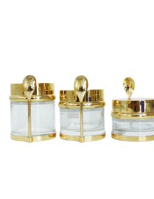 Luxury High-End 30ml 50ml 80ml Round Glass Cosmetic Cream Jars with Spatula Spoon for Eye Cream Mascara Skin Care Serums