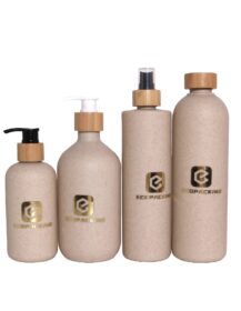 Custom Eco Friendly Wheat Straw Cosmetic Bottle with Pump Spray Biodegradable Packaging for Shampoo Lotion Oil
