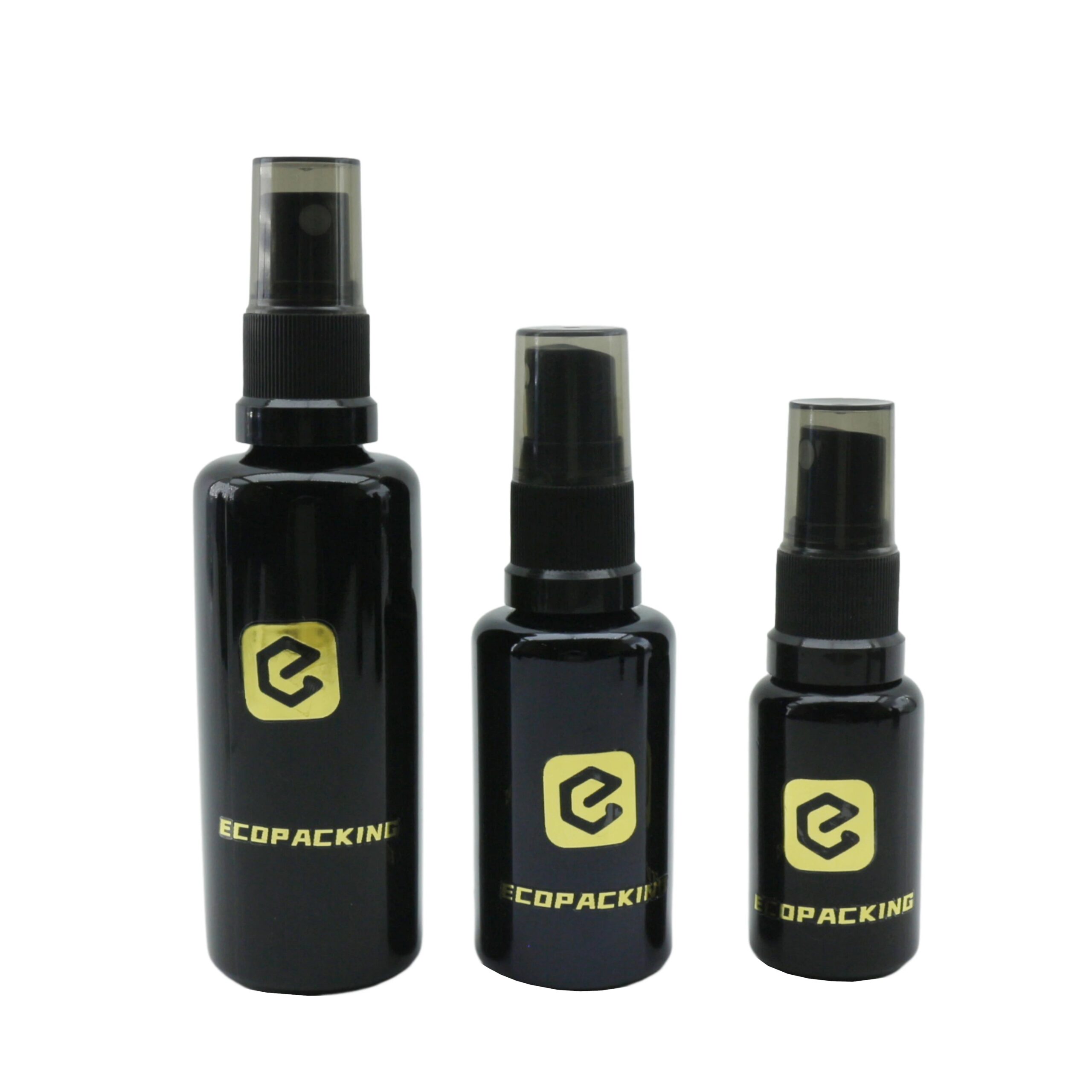 Hot Sale 5ml 10ml 15ml 20ml 30ml 50ml 100ml 200ml Uv Black Glass Spray Bottle for Cosmetic Packaging