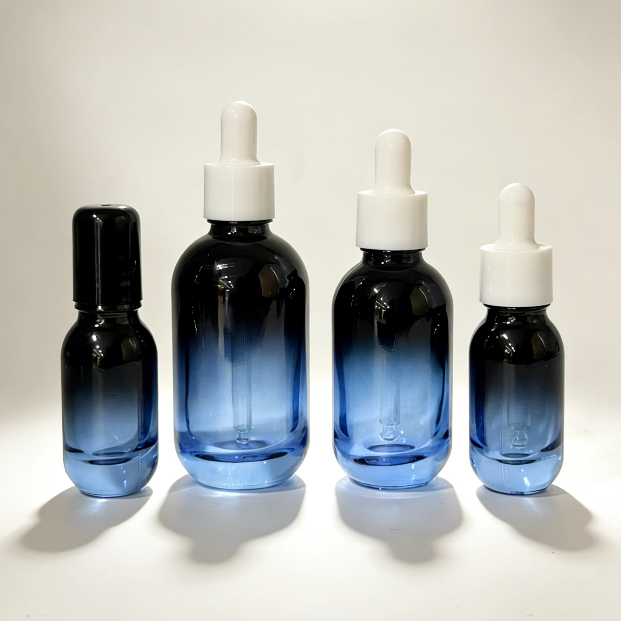 Thick Bottom Matte Glass Bottle 10ml 30ml 50ml Blue Gradient Serum Dropper Bottle Custom Logo Packing 888J Skin Care Serum - 图片 4