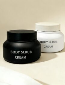 Empty 200ml 250ml White Black PET Plastic Jars for Body Scrub Skincare Packaging