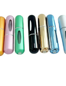 Glass Mini Perfume Atomizer Spray Bottle Gold Refillable Aluminum Metal Portable Travel 5ML Size Bottom Filled Empty Red Clear
