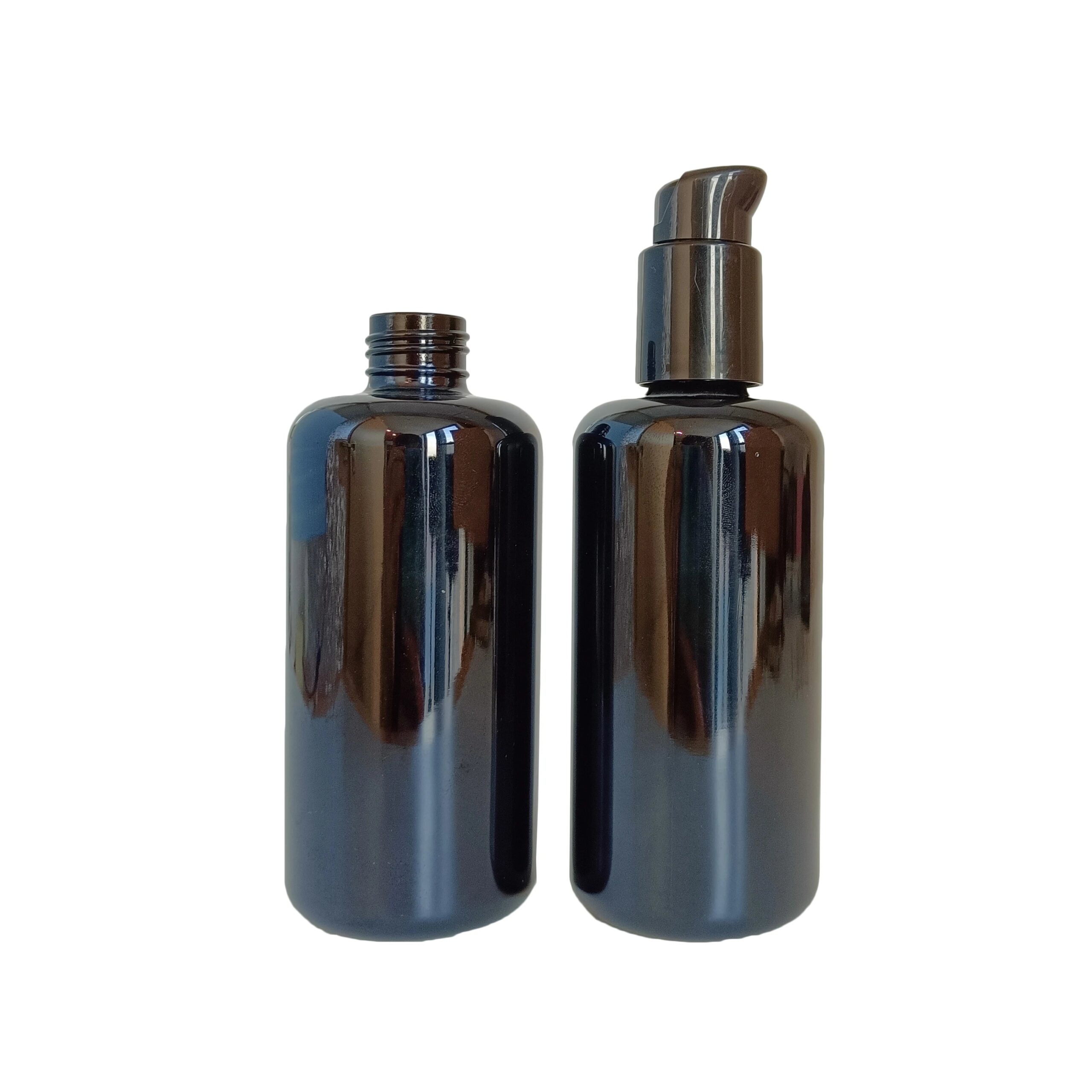 200ml 6oz Hair Oil Essential Perfume Cosmetic Dark Violet Uv Black Glass Pump Spray Bottle for Skin Care Custom Bottle - 图片 2
