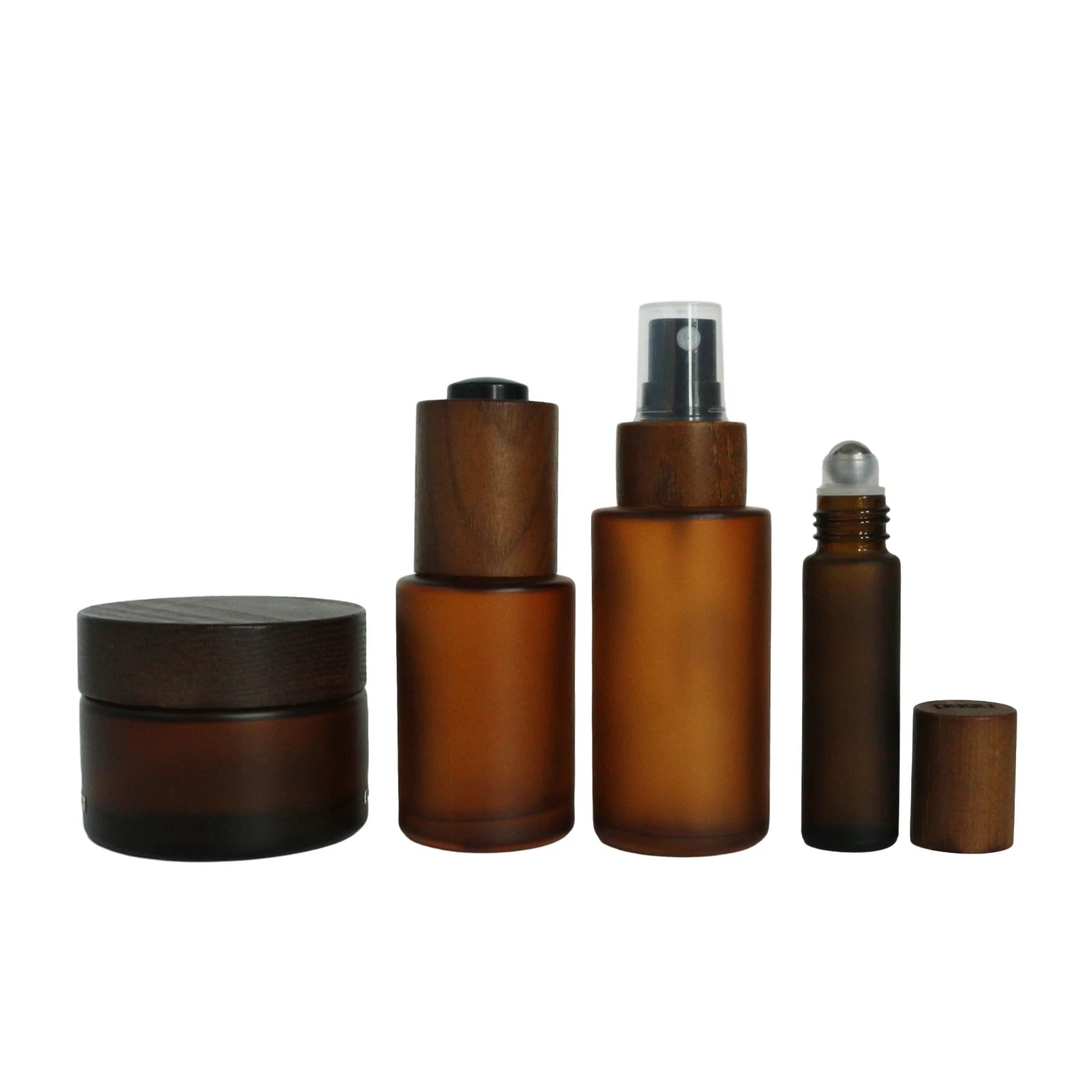 Luxury Cosmetic Packaging Frosted Amber Essential Oil Serum Lotion Glass Pump Sprar Bottle for Skin Care - 图片 3