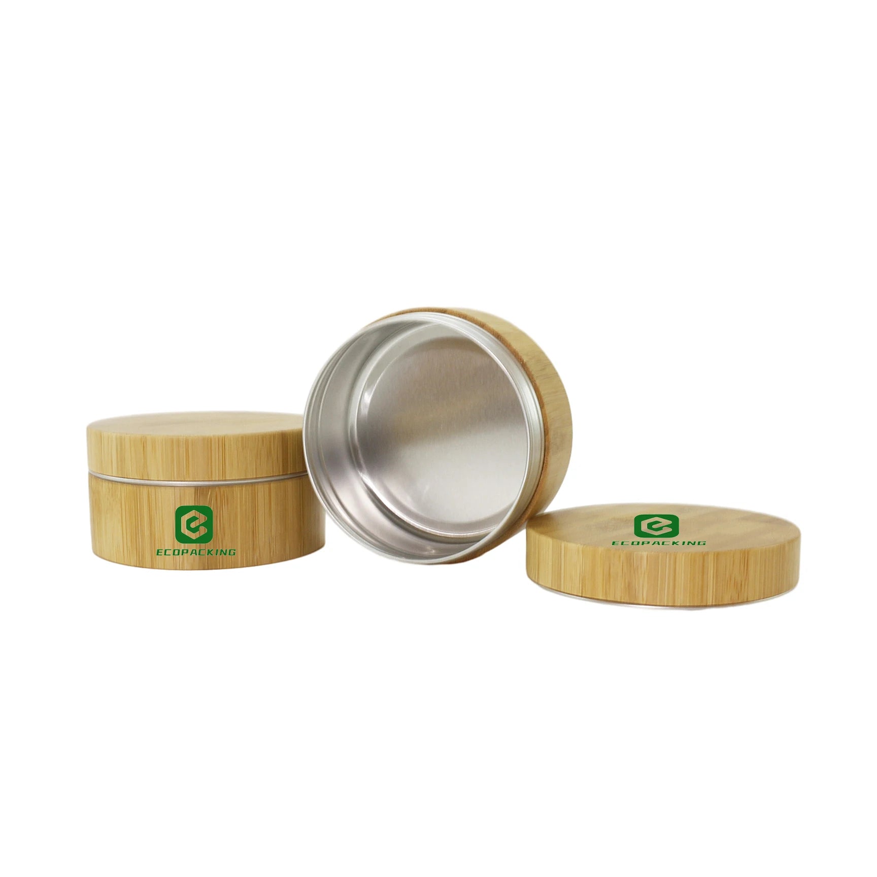 Eco-friendly 10ml 15ml 30ml 50ml 100ml 150ml Aluminum Jar with Bamboo Lid Cosmetic Cream Jar Bamboo Jars