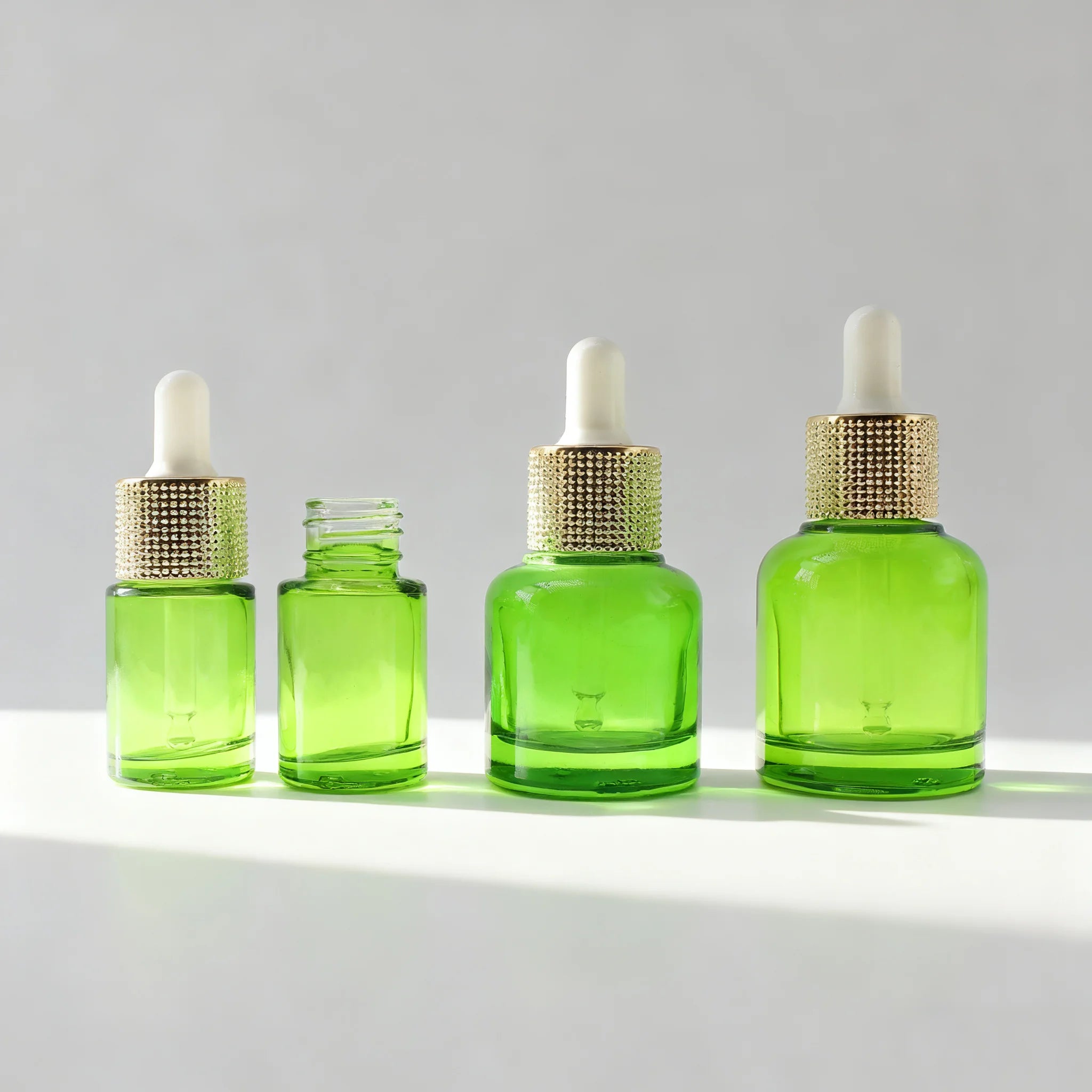 10ml 20ml 30ml Empty Essential Oil Glass Bottle Green Face Serum Glass Bottle With Dropper - 图片 3