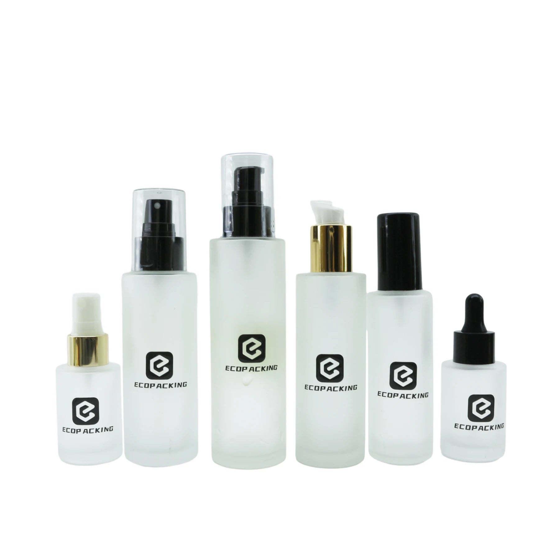 Frosted Empty Lotion Pump Cosmetic Frosted Glass Pump Bottle for Skin Care Face Cream Package - 图片 2