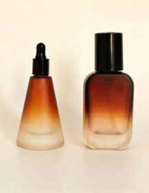 15ml 30ml Frosted Amber Brown Gradient Cosmetic Glass Bottle for Lotion Essential Oil Skin Care Packaging