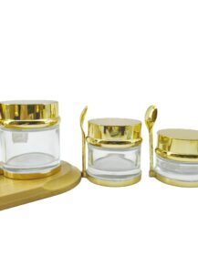 30g 50g 80g Clear Cream Glass Jar for Eye Cream Gel Packaging Cosmetic Face Skin Care Luxury GlassJar with Spoon