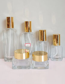 square clear Cosmetic Glass Pump Bottles 30ml 50ml 100ml 120ml Lotion Serum Bottle Cream Jar 30g 50g Glass Jars and Bottles M888