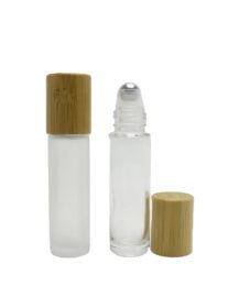 Hot Sale 10ml Roll on Bottle Bamboo Lid Essential Oils Roller Ball Glass Bottle Matte Frosted Glass Roller Bottle