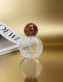 25ml Round Clear Glass Perfume Bottle with Marbled Cap Luxury Empty Fragrance Bottle