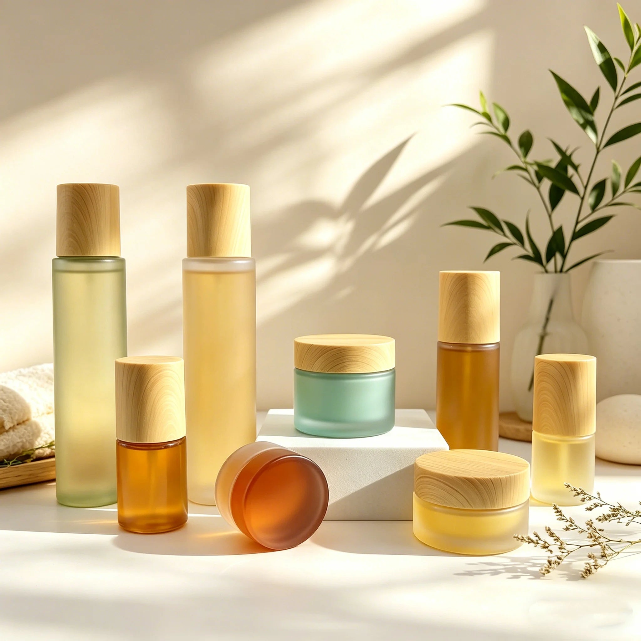 New Design Skincare Containers Luxury Glass Packaging Spray Lotion 1oz 30ml 50ml 60ml 100ml 120ml Glass Jar and Serum Bottle - 图片 2
