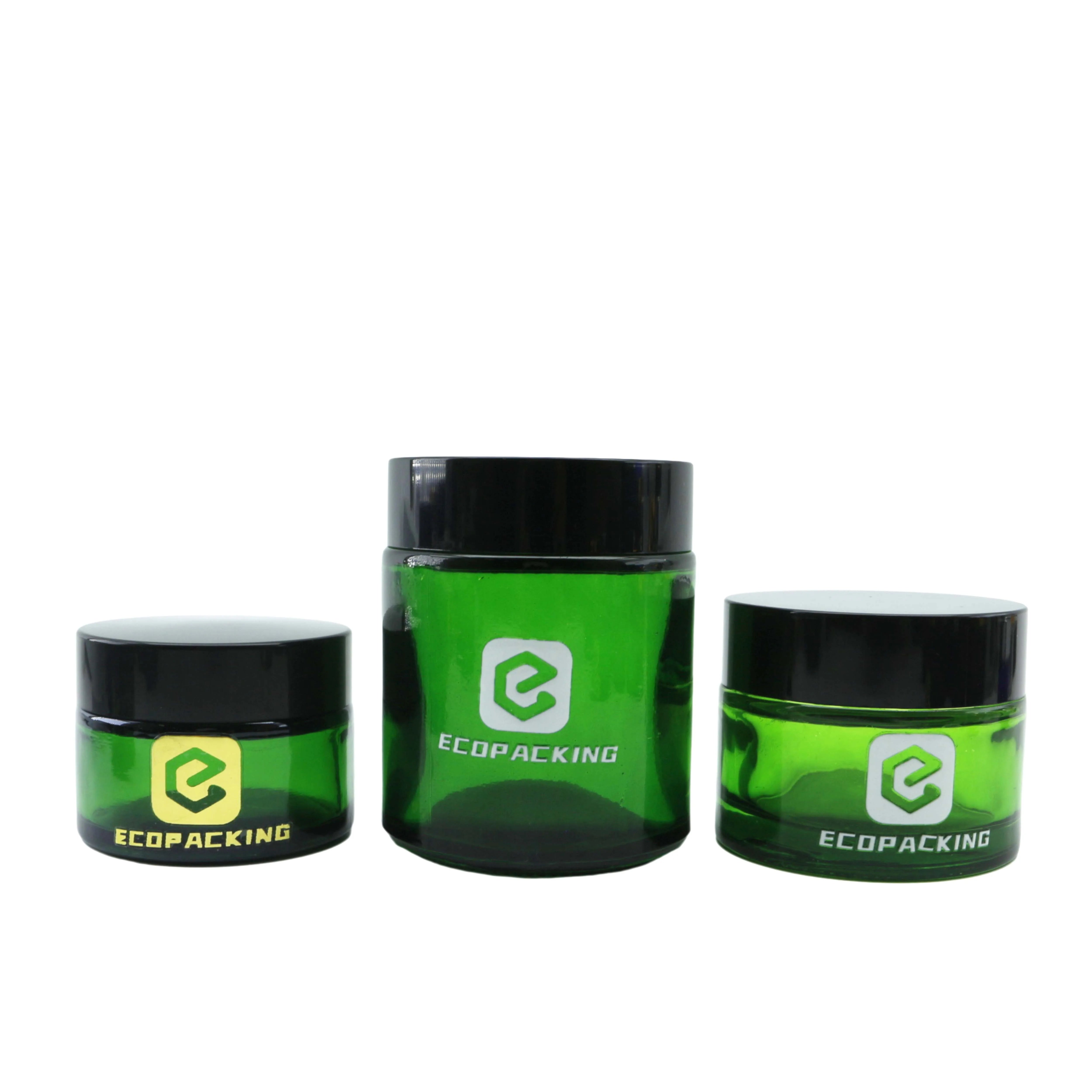Eco Green Glass Round Cream Jar with Screw Cap for Skincare Mascara & Eye Drops-20g/30g/50g Empty Jars - 图片 3