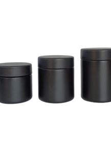 Round Empty Customized Child Proof sealed Glass Stash Jars with Childproof Lid for Dry Flower Tea Package