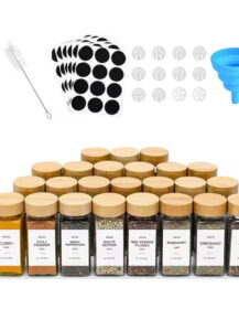 Luxury 4oz 120ml Kitchen Spice Jar Wood Bamboo Lids Seasoning Bottle Glass Storage Container Jars with Labels