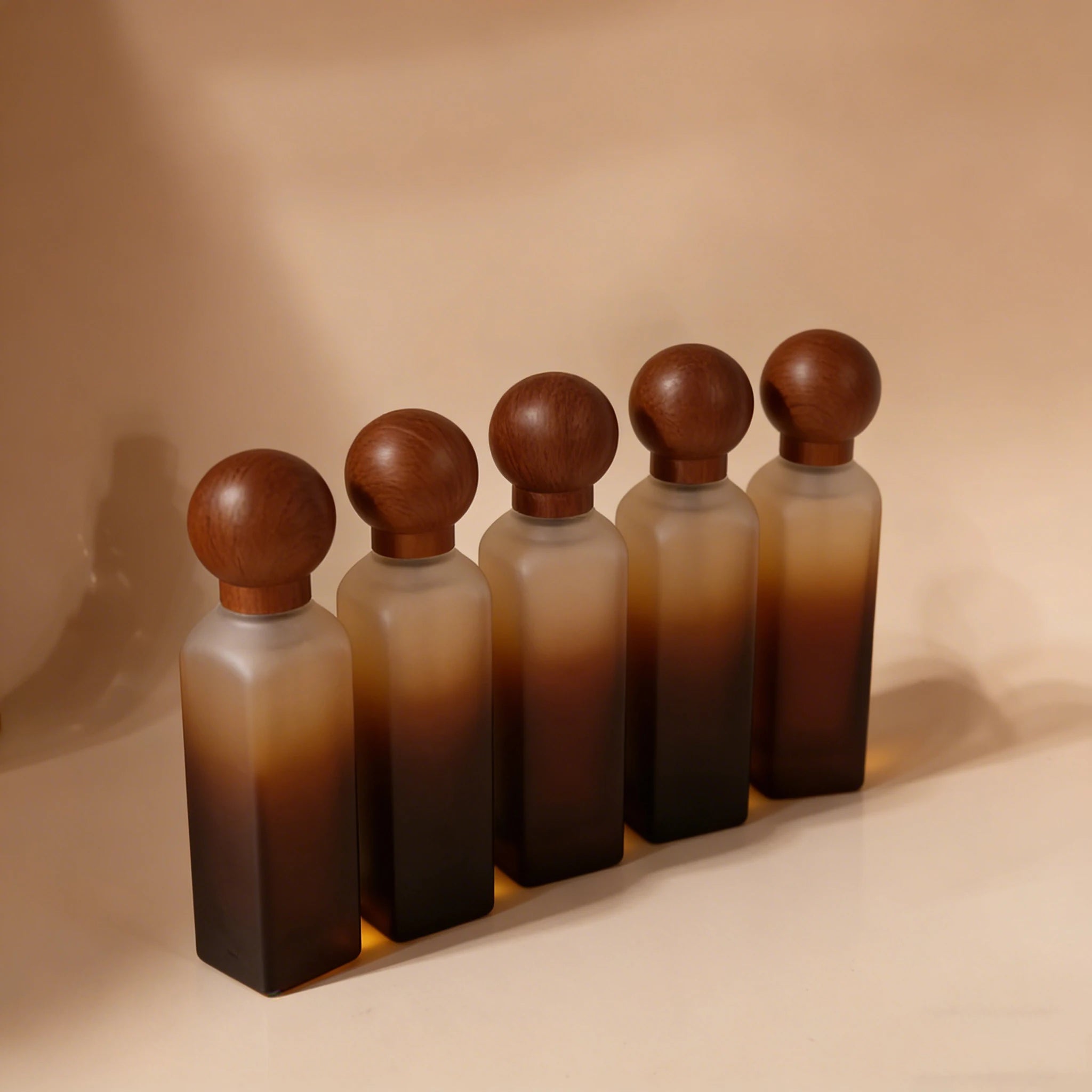 Wholesale 40ml 100ml 120ml 50g Refill Empty Recyclable Glass Spray Bottles Frost Surface Shape Wood Cap Packaging Cosmetic - 图片 6