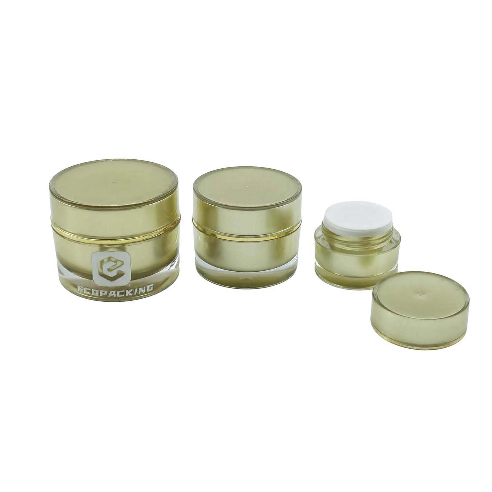 Empty Gold Acrylic Jar Skincare Plastic Cosmetic Face Cream Plastic Jars With Lids - 图片 3