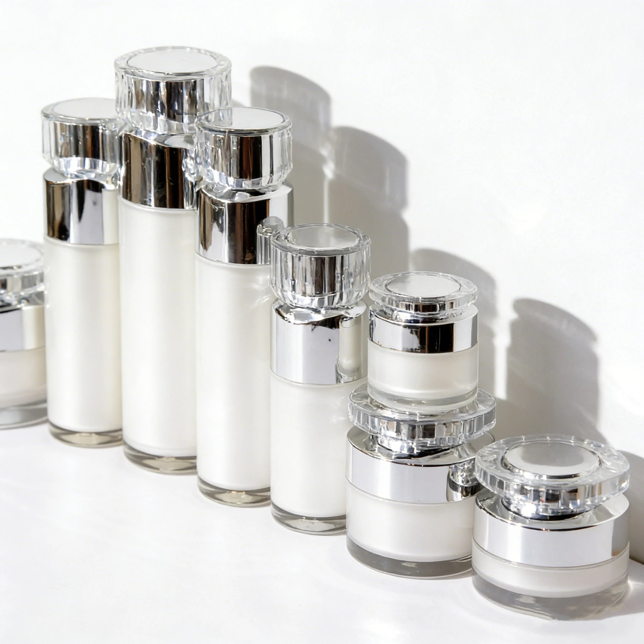 Luxury Round Airless Essence Pump Bottle 15ml 30ml 50ml 100ml 120ml 15g 30g 50g Empty Eye Cream Lotion Jar Set - 图片 3