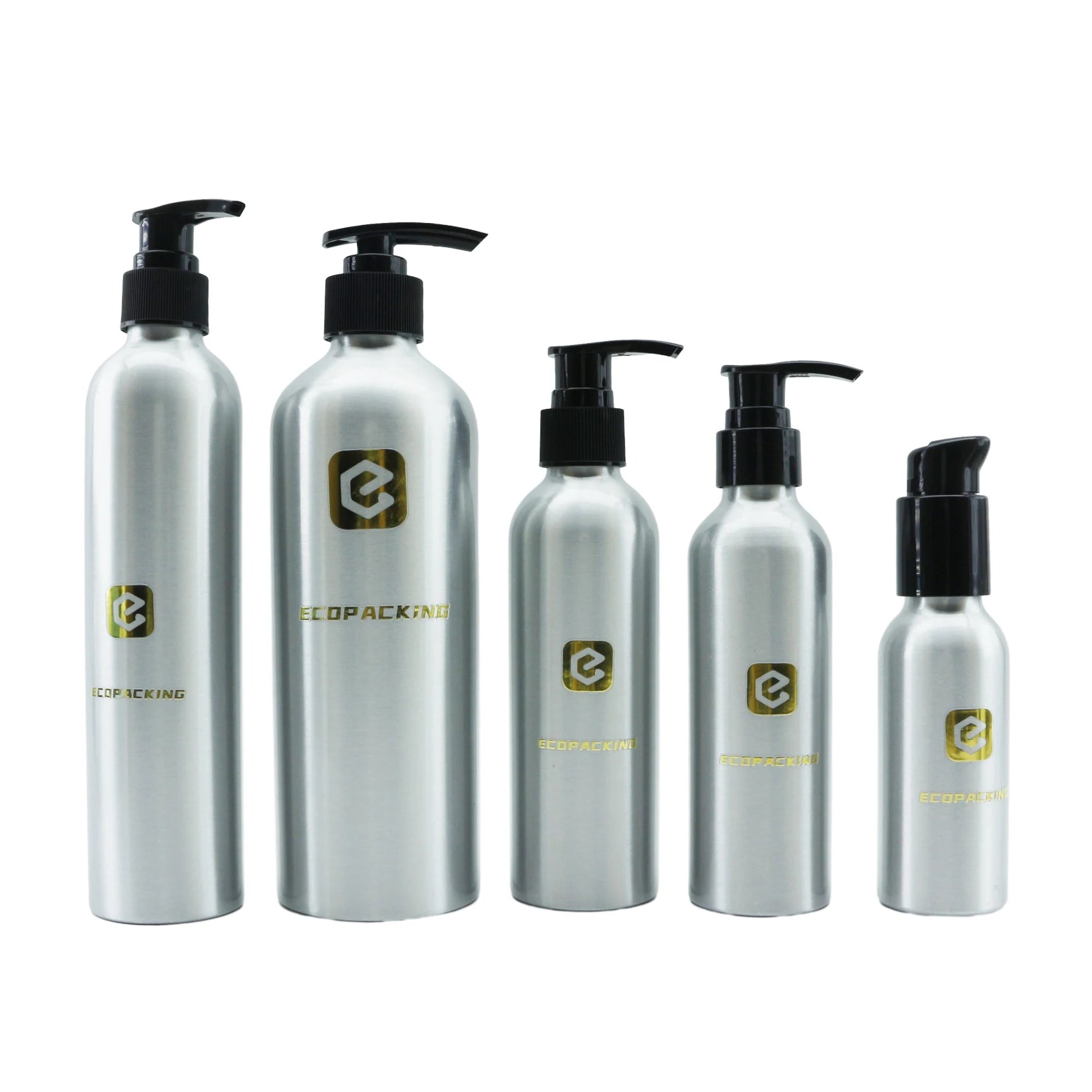 30ml 50ml 100ml 250ml 500ml Cosmetic Skin Care Metal Aluminum Pump Bottle for Lotion Shampoo Essential Oil - 图片 3
