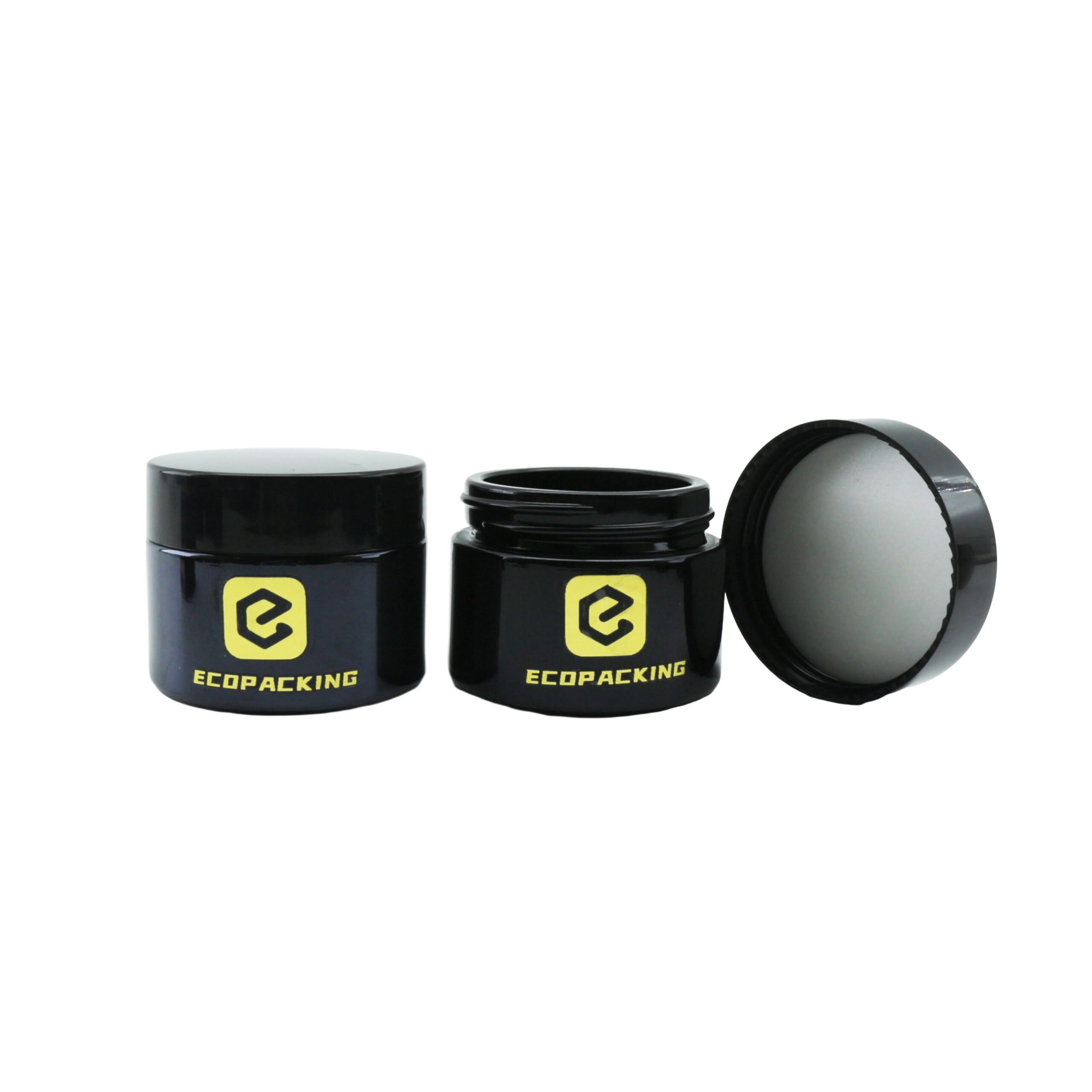 Luxury 30ml 30g 1oz in Stock Dark Violet Uv Black Glass Cosmetic Cream Body Butter Candle Jar with Lid for Skin Care - 图片 2