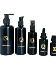 Luxury Essential Oil Cosmetic Uv Black Dark Violet Glass Dropper Spray Pump Bottle for Skin Care 30ml 50ml 100ml 200ml