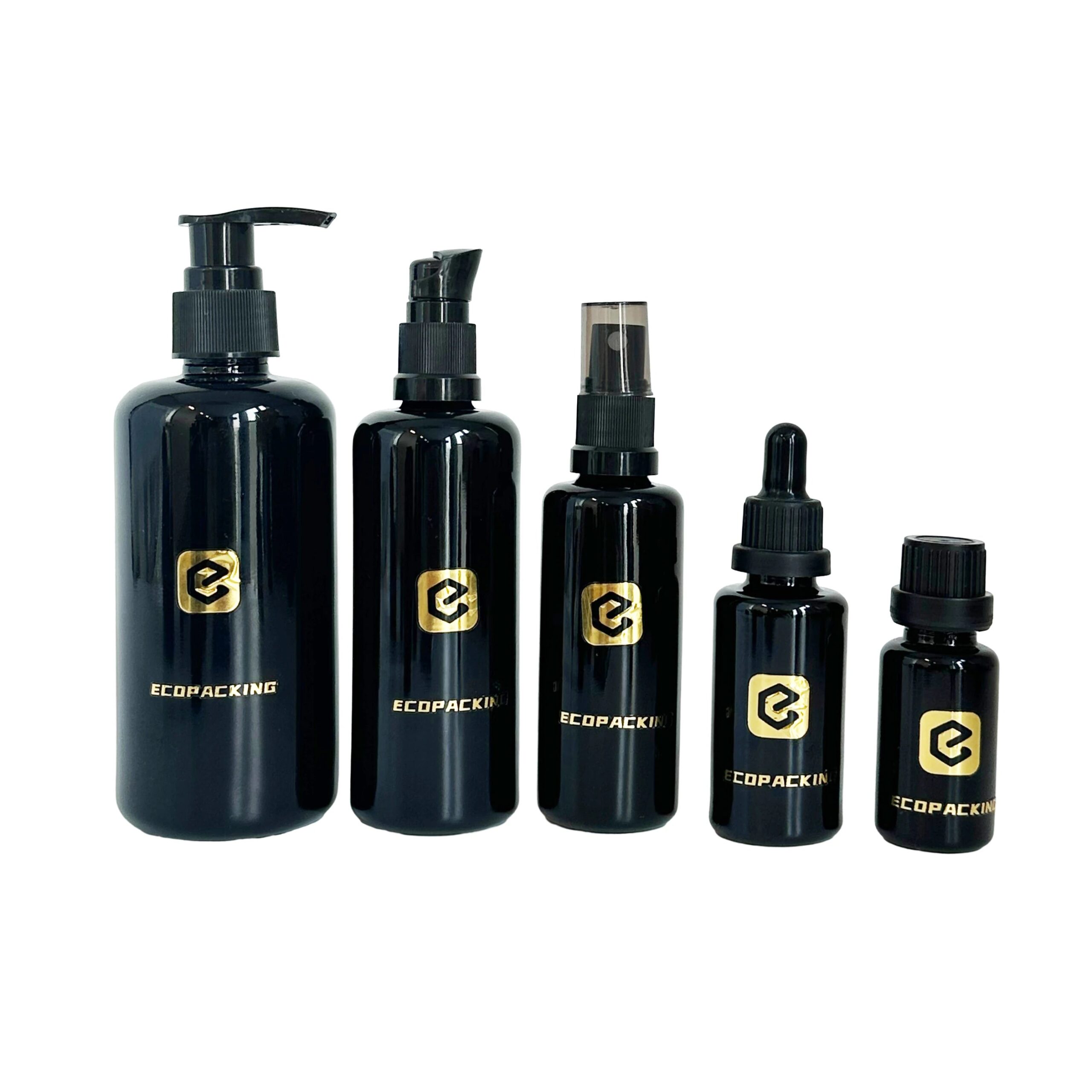 Luxury Essential Oil Cosmetic Uv Black Dark Violet Glass Dropper Spray Pump Bottle for Skin Care 30ml 50ml 100ml 200ml
