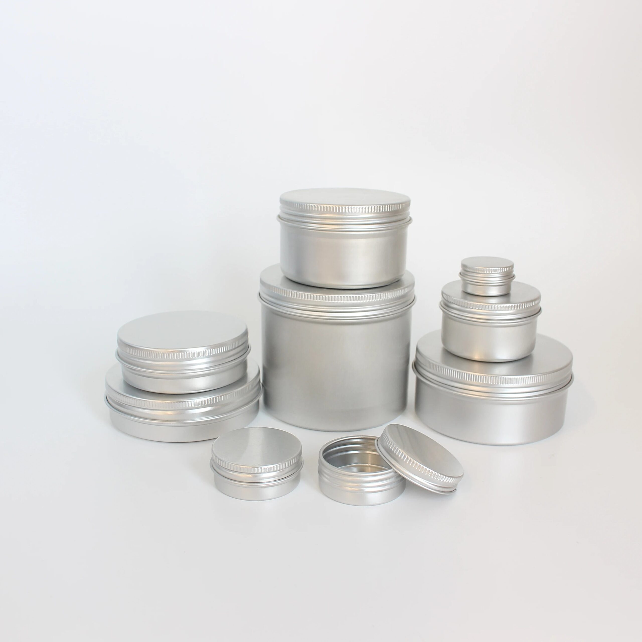 5ml 10ml 20ml 30ml 50ml 60ml 80ml 100ml 150ml 200ml 300ml 500ml Round Aluminum Cosmetic Tin Can Containers Metal Aluminum Jar