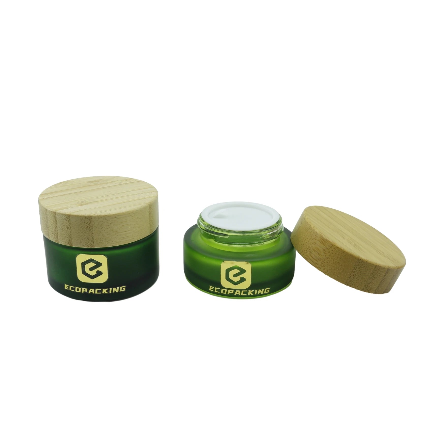 Cosmetic Body Butter Cream 5ml 15ml 30ml 50ml 100ml 200ml Frosted White Black Amber Green Glass Jar with Bamboo Lid for Cream - 图片 2