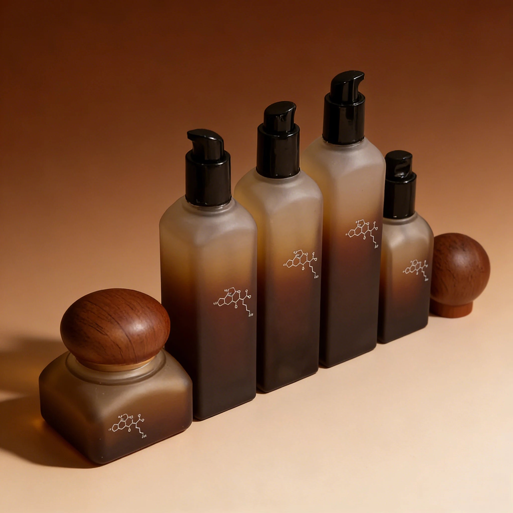 Wholesale 40ml 100ml 120ml 50g Refill Empty Recyclable Glass Spray Bottles Frost Surface Shape Wood Cap Packaging Cosmetic - 图片 5