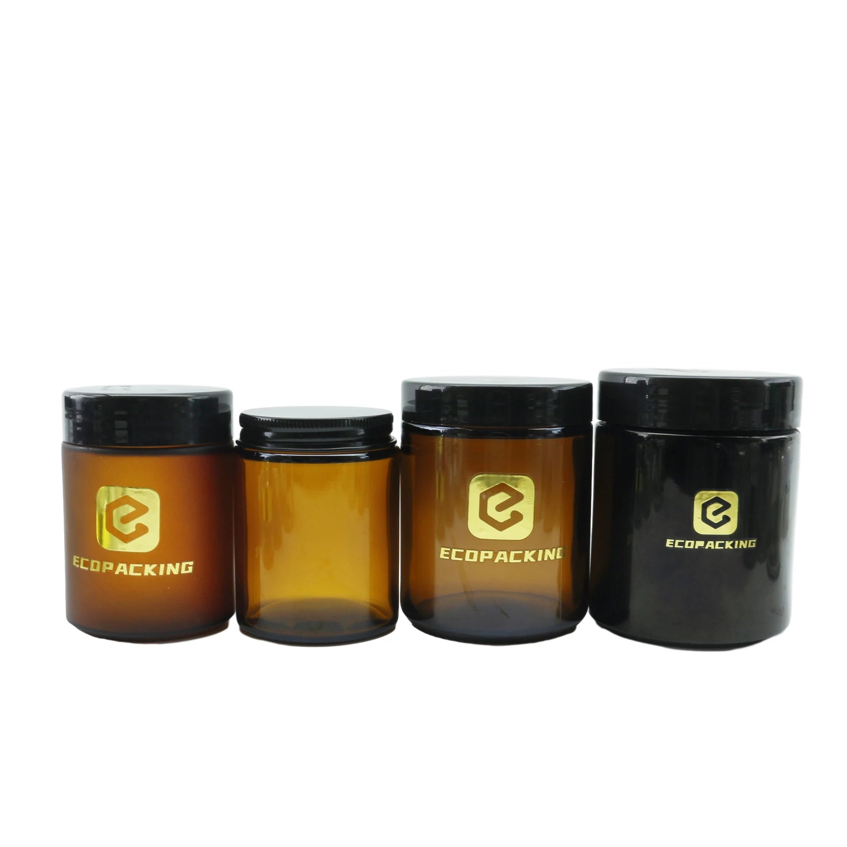 100g-500g Amber Wide Glass Jars with Black Lid for Candles Food Eye Drops & Skin Care Cream - 图片 4