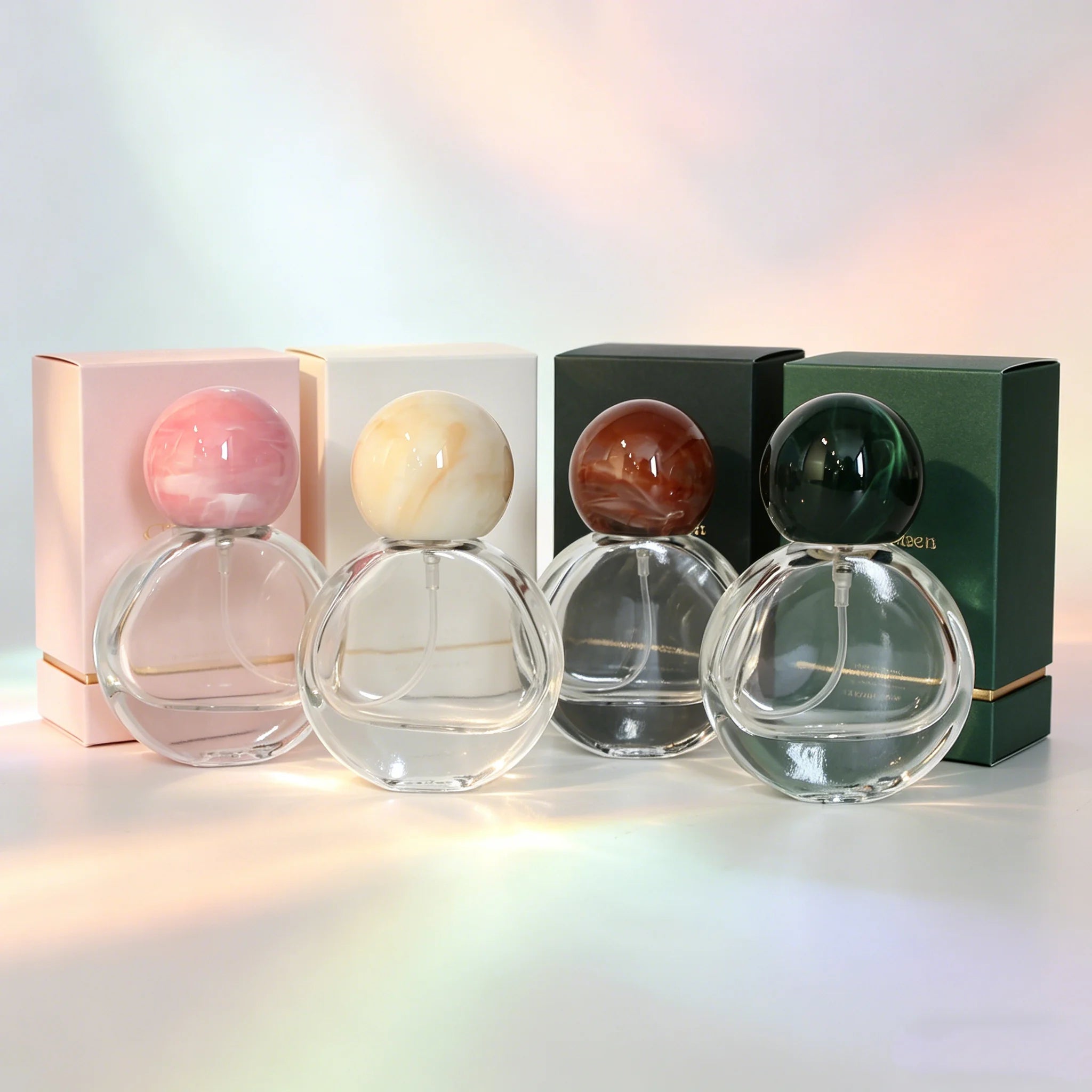 Custom 25ml Round Shape Empty Frosted Glass Perfume Bottle with Crimp Mist Spray - 图片 3