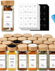 Eco Friendly 4oz Square Glass Spice Jars Kitchen Airtight Storage Bottles Bamboo Lid Spice Jar