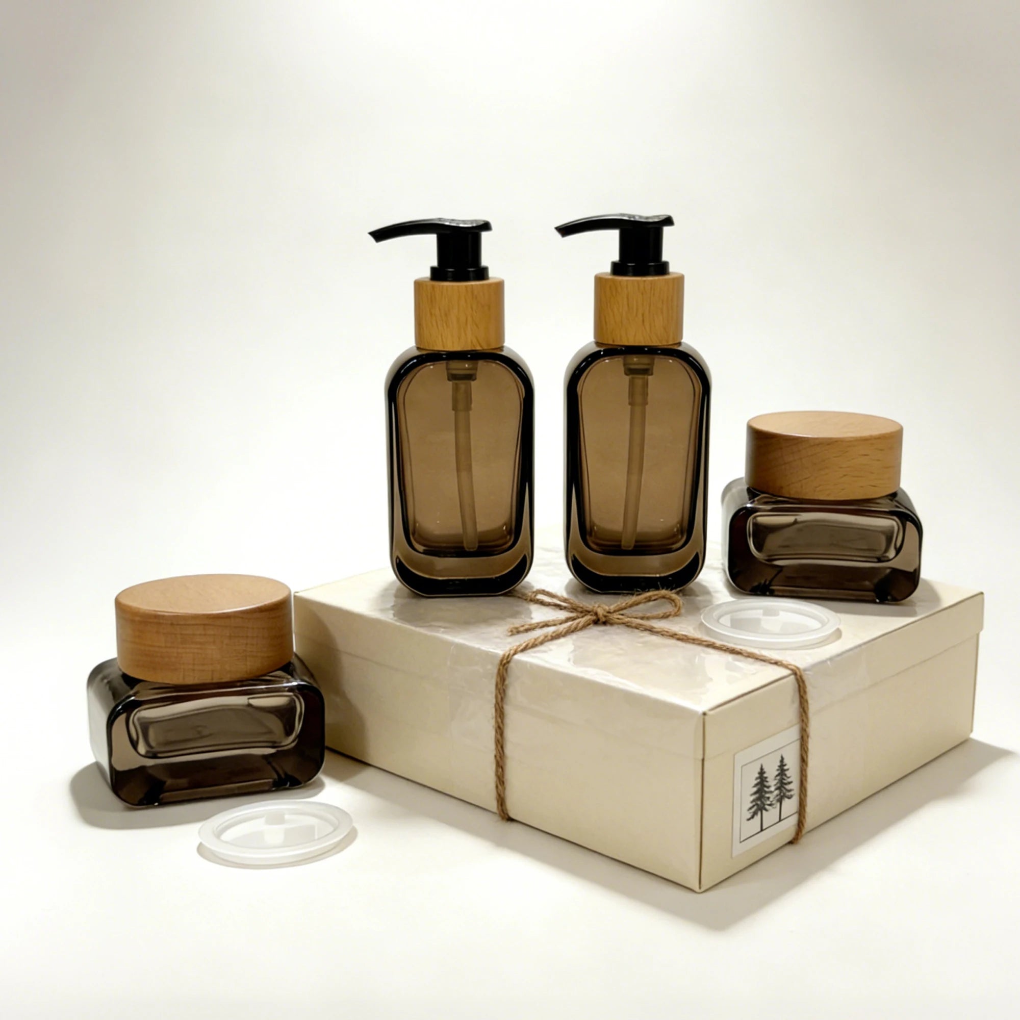 High-grade Skin Care Lotion Bottles and Cream Jars Set Gradient Orange Glass Lotion Pump Foundation Face Cream Cosmetic 888J - 图片 6