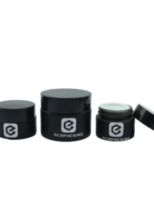 Matte Black Glass Cosmetic Jar Cream Container with Lid for Face Cream Jar